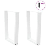 ZNTS Dining Table Legs V-Shape 2 pcs White 70x cm Steel 4012645