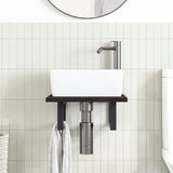 Basin Shelf Wall Mounted Steel and Solid Wood Oak 3302573