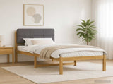 Bed Frame with Upholstered Headboard Whitewash and Light Grey 904438