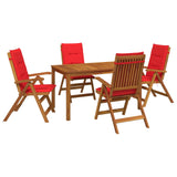 5-Piece Garden Dining Set Natural Solid Acacia Wood 3434558