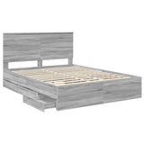Bed Frame with Drawer Grey Sonoma 150 x 200 cm Engineer Wood 3411108