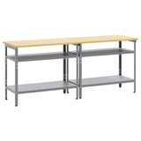 Work Bench Set with Shelf 2 pcs Beige and Grey 200 x 55 x 85 cm 3321390