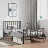 Metal Bed Frame without Mattress with Footboard Black 100x200cm 374450