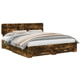 Bed Frame with Drawer Smoked Oak 180 x 200 cm Engineered Wood 3412343