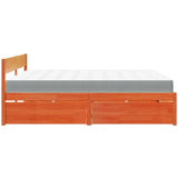 Bed with Drawers and Mattress Wax Brown 180x200 cm Super King Solid Wood Pine 3281891