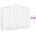 Arched Gabion Baskets 10 pcs 200x50x140/160 cm Galvanised Iron 3145690