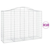 Arched Gabion Baskets 10 pcs 200x50x140/160 cm Galvanised Iron 3145690