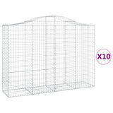 Arched Gabion Baskets 10 pcs 200x50x140/160 cm Galvanised Iron 3145690