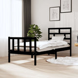 Bed Frame without Mattress Black Solid Wood Pine Small Single 3101312