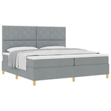 Box Spring Bed with Headboard Light grey 200 x 200 cm Fabric 3339721