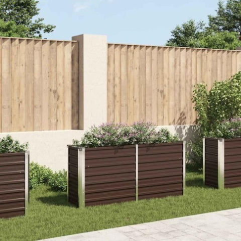 Garden Raised Bed Brown 160x40x77 cm Galvanised Steel 45717