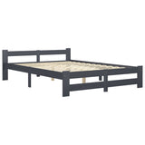 Bed Frame Dark Grey Solid Pine Wood, Plywood Double Durable 322023