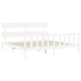Bed Frame without Mattress White 200x200 cm Solid Wood Pine 3193292