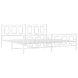 Metal Bed Frame without Mattress with Footboard White 193x203cm 374314