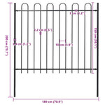 Garden Fence with Hoop Top Steel 181x150 cm Black 144932