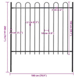 Garden Fence with Hoop Top Steel 181x150 cm Black 144932