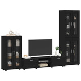 TV Cabinet Set with Drawer FLORIN 3 pcs Black Engineered Wood 3397955