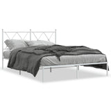 Metal Bed Frame without Mattress with Headboard White 135x190cm 376550