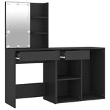 LED Dressing Table with Cabinet Black Engineered Wood 3082018