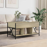 Coffee Table Sonoma Oak 100x55x50 cm Engineered Wood and Metal 845337