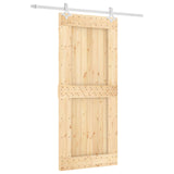 Sliding Door Natural and White 90 x 210 cm Solid Pine Wood 3445110