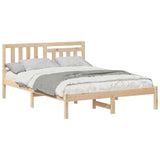 Bed Frame with Headboard Brown 140 x 190 cm Solid Pine Wood 872236