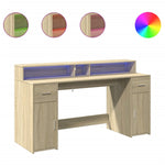 Desk with LED Lights Sonoma Oak 160x55x91 cm Engineered Wood 3309431