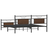 Metal Bed Frame without Mattress Brown Oak 183x213 cm 3325104