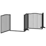 Dog Gate with Door Foldable 6 Panels Black 480 cm Poplar Wood 3155629
