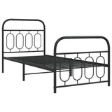 Metal Bed Frame without Mattress with Footboard Black 80x200cm 377126