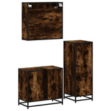 3 Piece Bathroom Furniture Set Smoked Oak Engineered Wood 3300977
