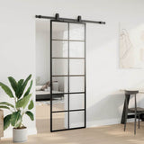 Sliding Door with Hardware Set Black 76x205 cm ESG Glass 3375904