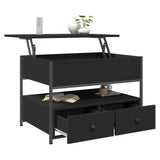 ZNTS Coffee Table Black 70x50x50 cm Engineered Wood and Metal 845381