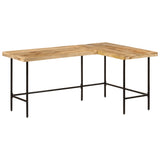 ZNTS Desk 165x110x77 cm Solid Wood Mango and Iron 353333