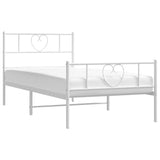 Metal Bed Frame without Mattress with Footboard White 90x200cm 355523