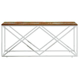 Coffee Table Stainless Steel and Solid Wood Reclaimed 349968