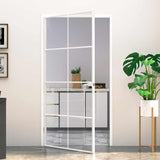 Interior Door White 102x201.5 cm Tempered Glass&Aluminium Slim 153669