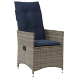 Reclining Garden Chair with Cushions Grey Poly Rattan 365642