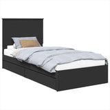 Storage Bed with Headboard Black 75 x 190 cm Engineered Wood 3409602
