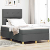 Box Spring Bed with Headboard Dark grey 120 x 190 cm Fabric 3339603