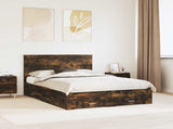 Bed Frame with Drawer Smoked Oak 135 x 190 cm Engineered Wood 3411318