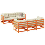 7 Piece Garden Sofa Set Wax Brown Solid Wood Pine 3299298