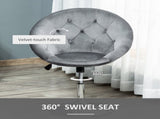 Swivel Dressing Stool, Velvet-feel Upholstered Vanity Chair, Adjustable Height Tub Makeup Chair with T3398P329822