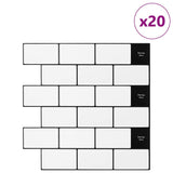 Subway Tile 20 pcs White Black 30.5 x 30.5 cm 42021219