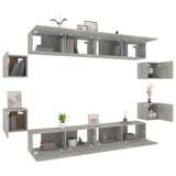 8 Piece TV Cabinet Set Concrete Grey Engineered Wood 3114225