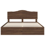 Bed Frame with Drawer Brown Oak 200 x 200 cm Engineer Wood 3413386