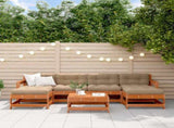 Garden Lounge Set 7 pcs Wax Brown Solid Pine Wood 3418095