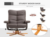 Recliner Armchair, Swivel Reclining Chair With Ottoman, Swivel Faux Leather Chair with Wooden Base T3398P328110
