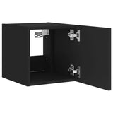 TV Wall Cabinets with LED Lights 2 pcs Black 30.5x35x30 cm 837221