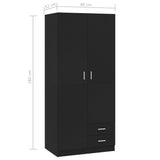 Wardrobe Black 80x52x180 cm Engineered Wood 800640